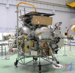 Die russische Weltraumsonde, erbaut um den Marsmond Phobos zu erkunden
