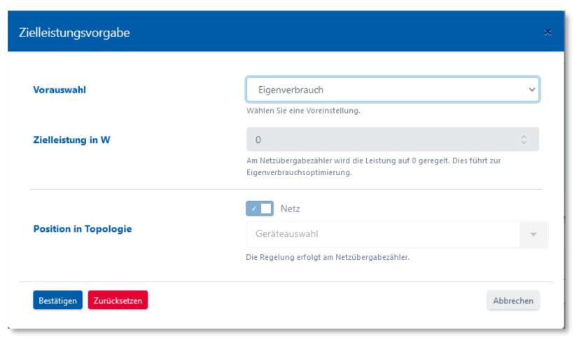 Zielleistungsvorgabe Vorauswahl und Zielleistung in Watt